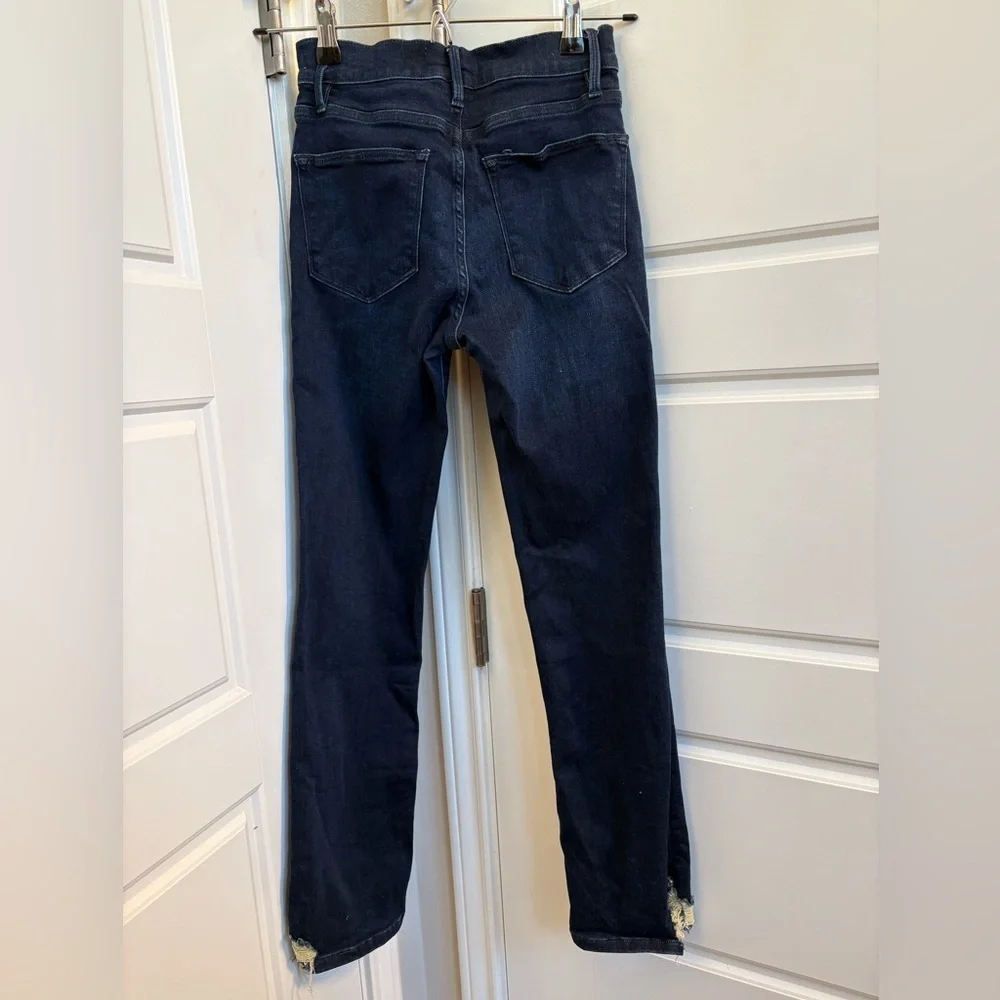 Frame Stretchy Le High Straight in Dark Denim Wash Size 24 - Picture 5 of 7